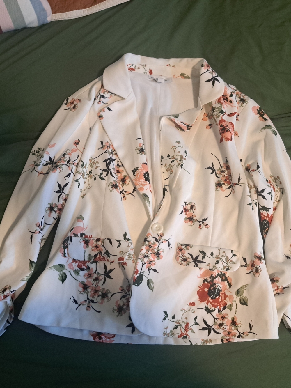 Floral White Tailored Blazer Jacket